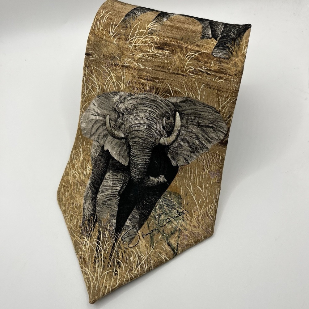 Endangered Species Elephant Tie by Simon‎ Combes 100% Silk Necktie